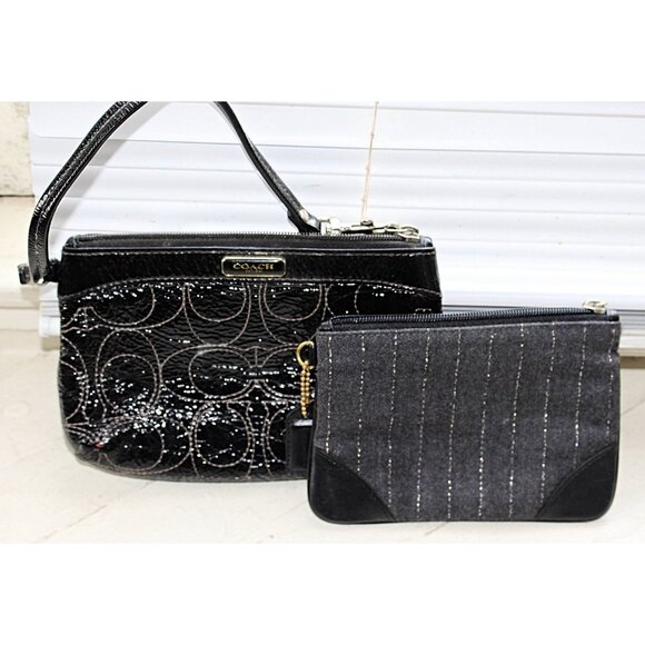 Coach - Set of 2 Coach Rehab Wristlets - Signature Monogram + Felt + Hangtag - Picture 1 of 10